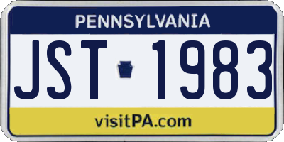 PA license plate JST1983