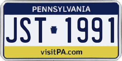 PA license plate JST1991