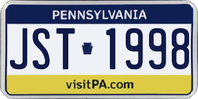 PA license plate JST1998