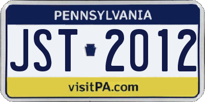 PA license plate JST2012