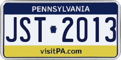 PA license plate JST2013