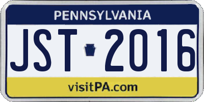 PA license plate JST2016