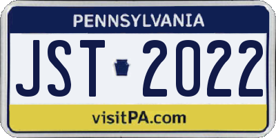 PA license plate JST2022