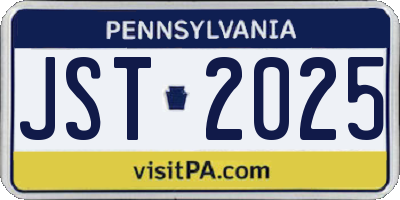 PA license plate JST2025