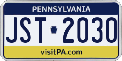 PA license plate JST2030