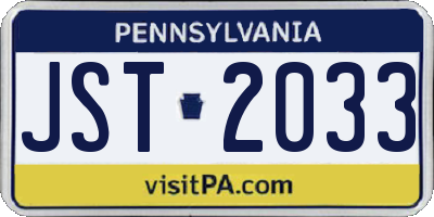 PA license plate JST2033
