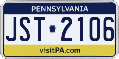 PA license plate JST2106