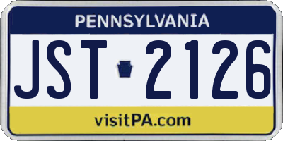PA license plate JST2126