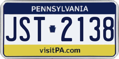 PA license plate JST2138