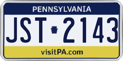 PA license plate JST2143