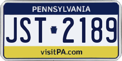 PA license plate JST2189