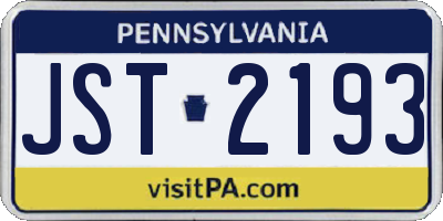 PA license plate JST2193