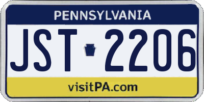 PA license plate JST2206