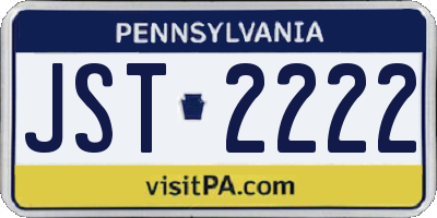 PA license plate JST2222