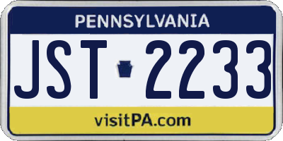 PA license plate JST2233