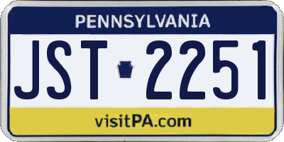 PA license plate JST2251