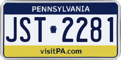 PA license plate JST2281
