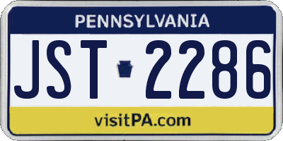 PA license plate JST2286