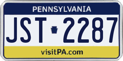 PA license plate JST2287