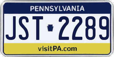 PA license plate JST2289