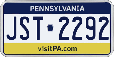 PA license plate JST2292