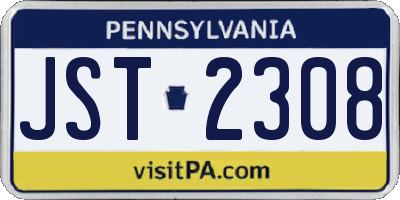 PA license plate JST2308
