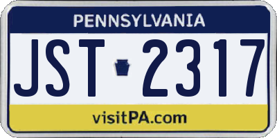 PA license plate JST2317