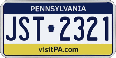 PA license plate JST2321
