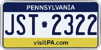 PA license plate JST2322
