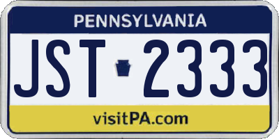 PA license plate JST2333