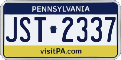 PA license plate JST2337