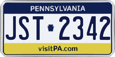 PA license plate JST2342