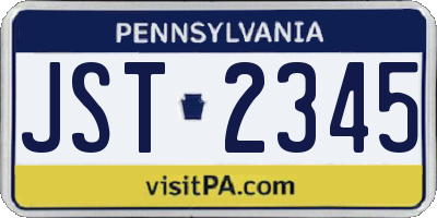 PA license plate JST2345