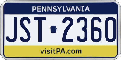 PA license plate JST2360