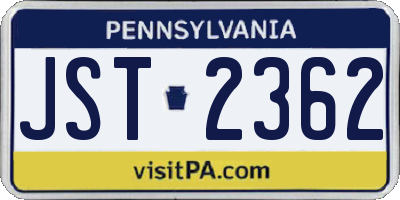 PA license plate JST2362