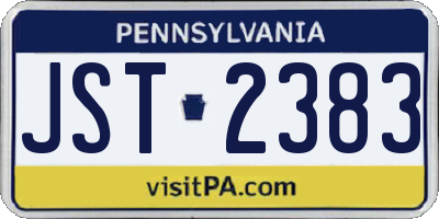 PA license plate JST2383