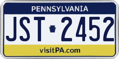 PA license plate JST2452