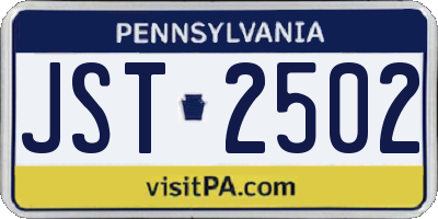 PA license plate JST2502
