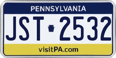 PA license plate JST2532