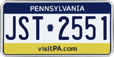 PA license plate JST2551