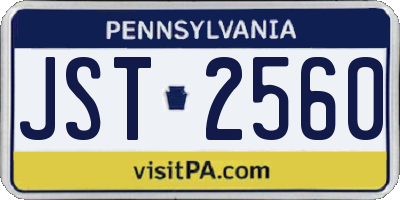 PA license plate JST2560