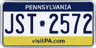 PA license plate JST2572