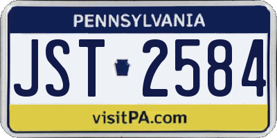 PA license plate JST2584