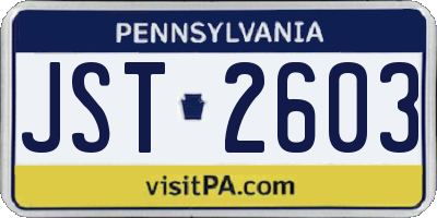 PA license plate JST2603