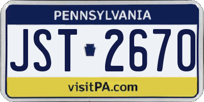 PA license plate JST2670