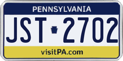 PA license plate JST2702