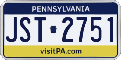 PA license plate JST2751