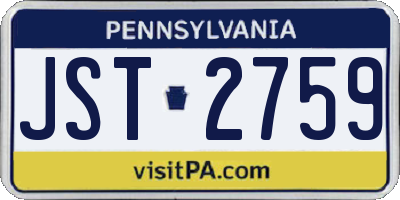 PA license plate JST2759