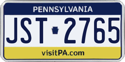 PA license plate JST2765