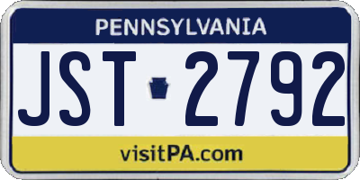 PA license plate JST2792
